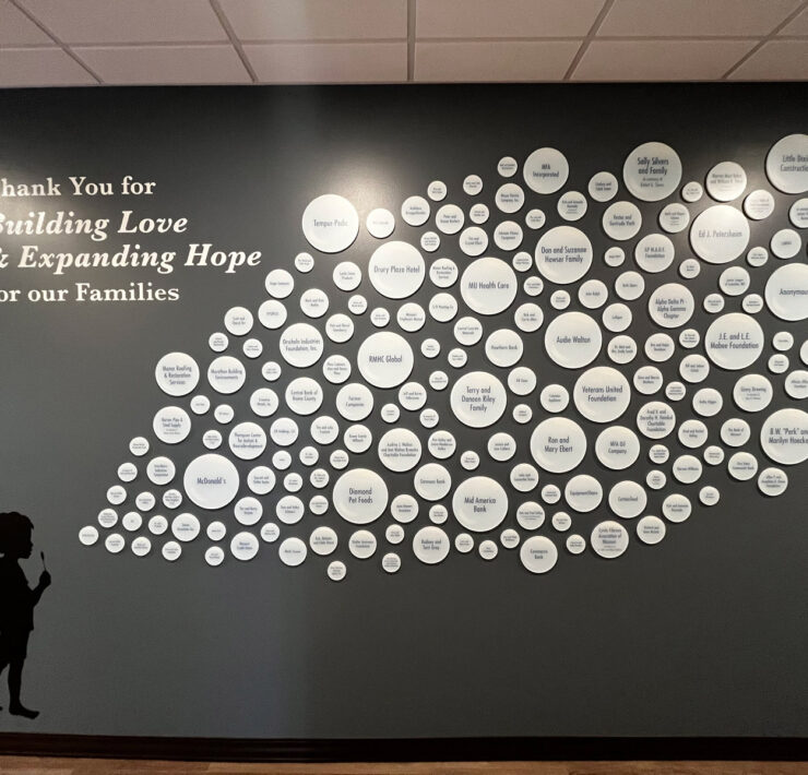 The Donor Wall At The New Ronald Mcdonald House In Columbia Missouri