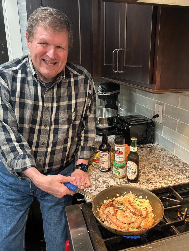 Hoss Preparing The Shrimp In A Pan