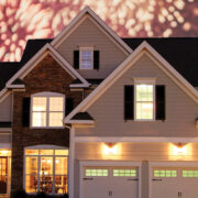 Computer Generated Image Of A House With Fireworks In The Background