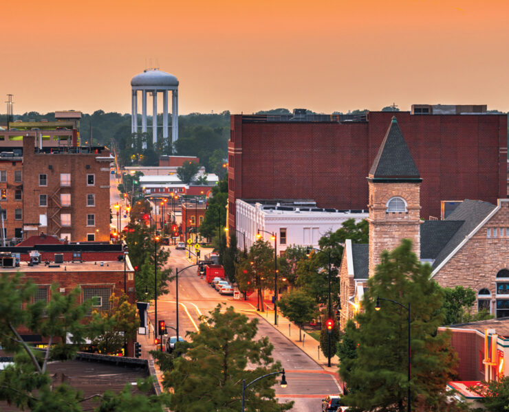 Featured Columbia Skyline With A Glowing Orange Horizon