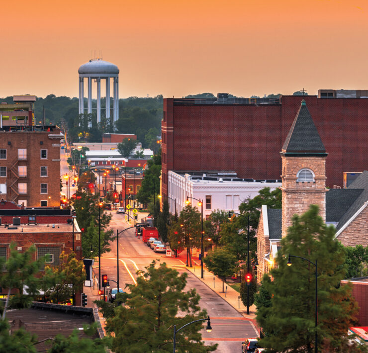 Featured Columbia Skyline With A Glowing Orange Horizon