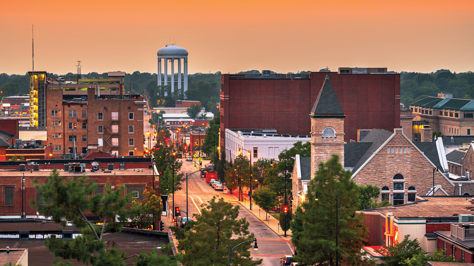 Featured Columbia Skyline With A Glowing Orange Horizon