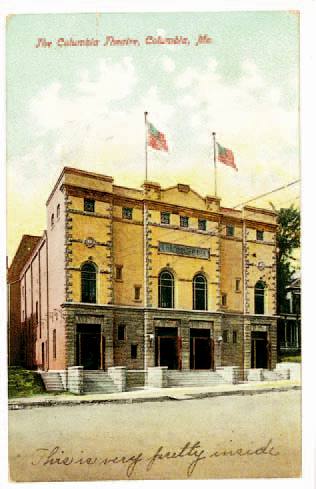 3. Columbia Theater, with 1,100 seats, opened at 1103 E. Broadway in 1907 and was ruined by fire in 1929. The first floor remains and houses the Van Matre, Harrison and Hollis law office. Another former movie house is now occupied by Slackers. From 1907 to 1927, and again from 1935 to 1985, it operated as a movie house under various names: Bijo Dream, Broadway Odeon, Cozy and Uptown.