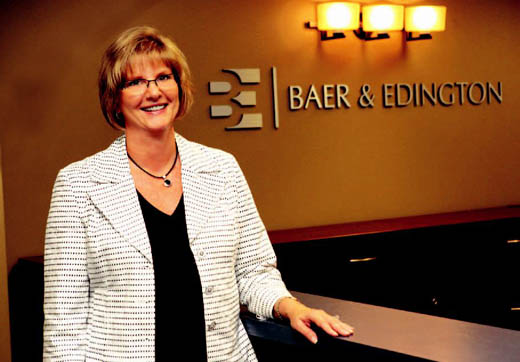 Cheryl Edington partnered with Baer & Edington last year to create an accounting irm that specializes in small-business, inancial statements and tax returns.
