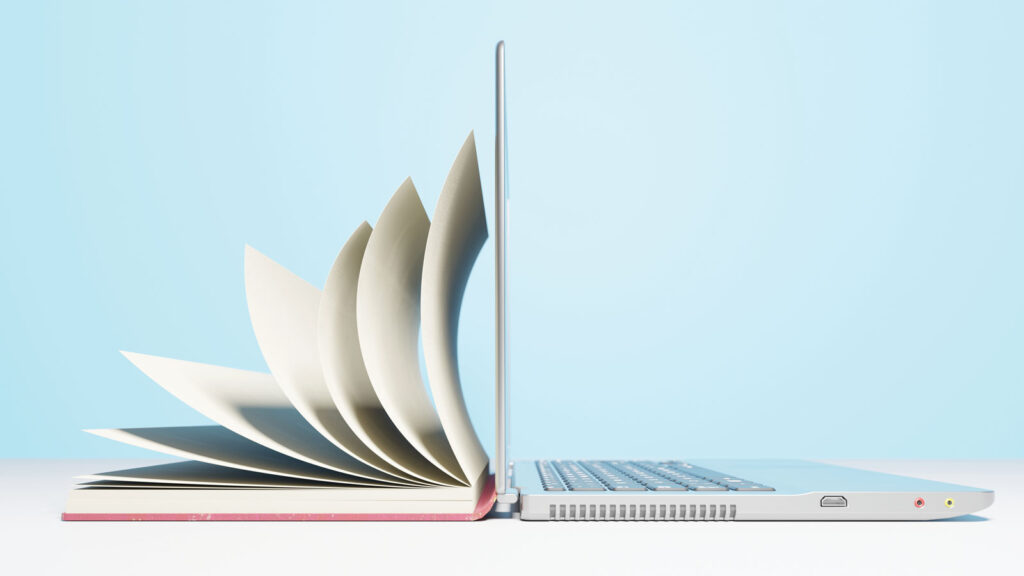 Featured Physical Paper Book Turning Into Digital Computer Files