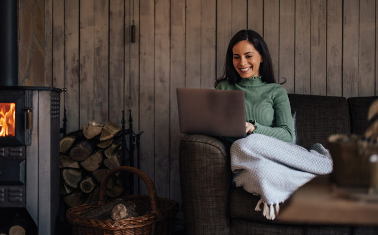 Featured Woman Writing A Novel In A Cabin