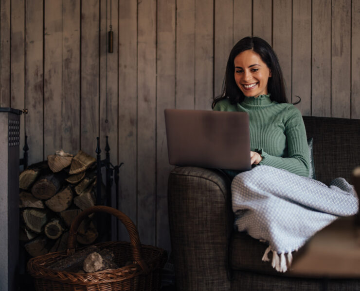 Featured Woman Writing A Novel In A Cabin