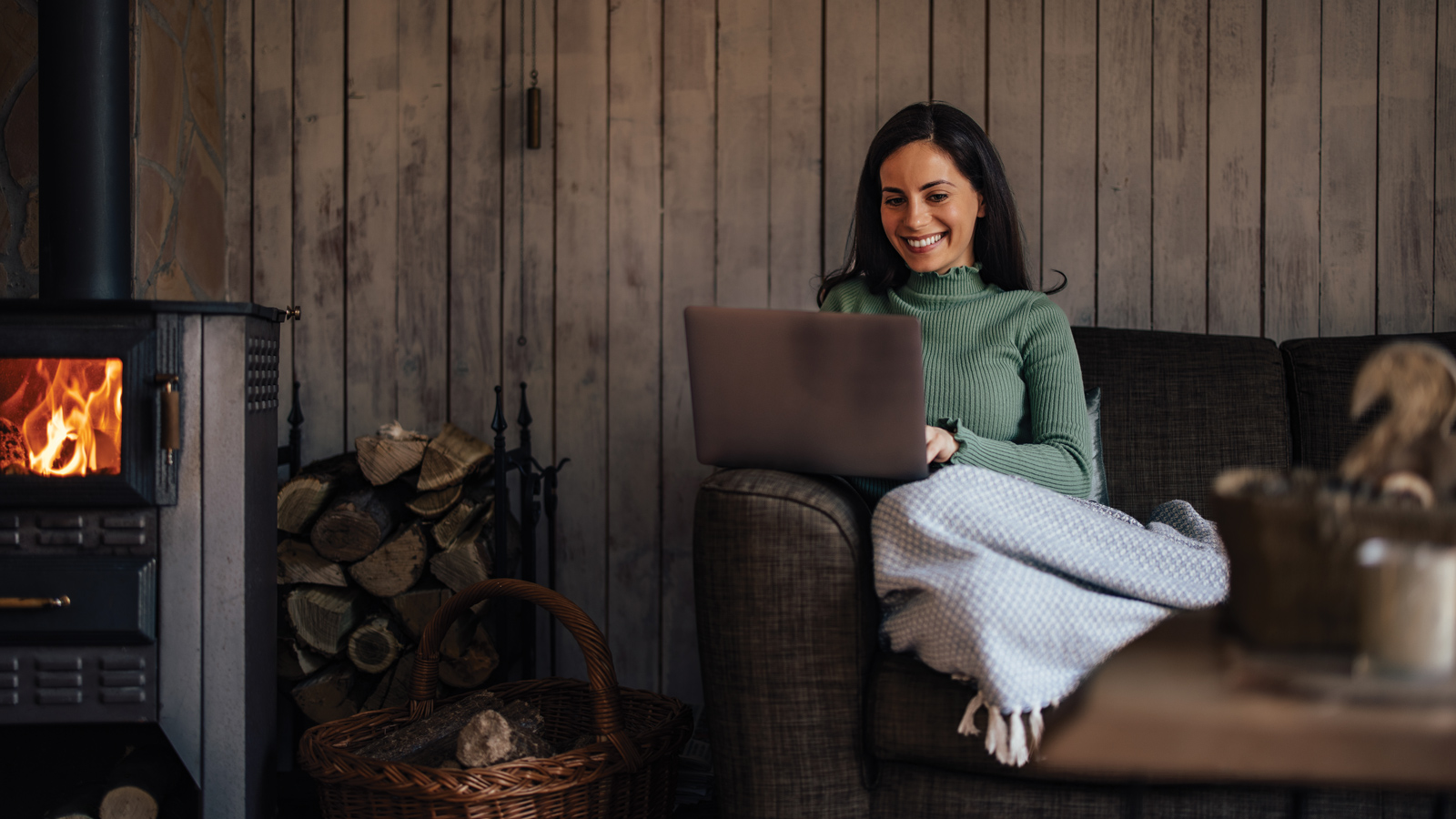 Featured Woman Writing A Novel In A Cabin