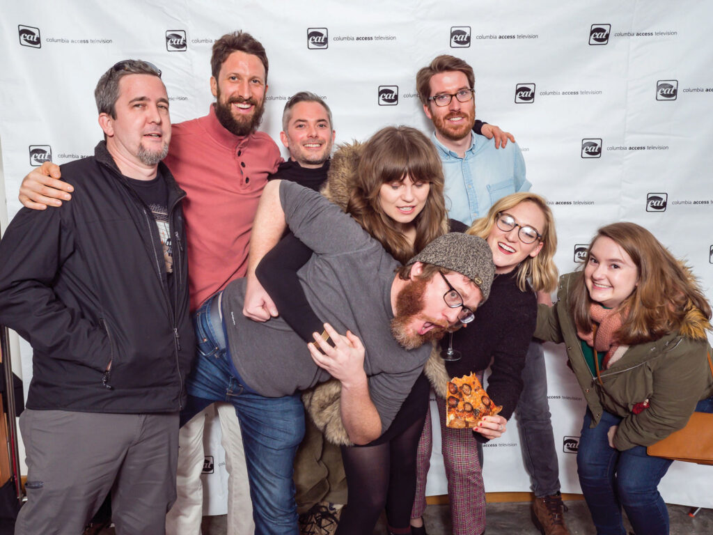 Vidwest Studio Members Posing On Columbia Access Television Carpet
