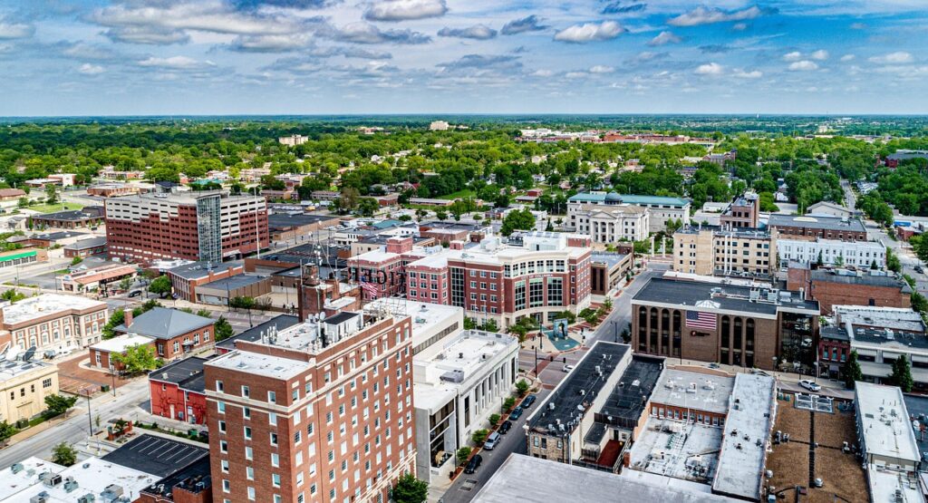 Aerial photo of downtown Columbia