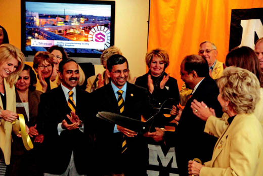 Chamber of Commerce ambassadors joined executives from Nanoparticle Biochem and Shasun Pharmaceuticals at the MU Life Sciences Business Incubator on Dec. 2 to celebrate their joint venture.