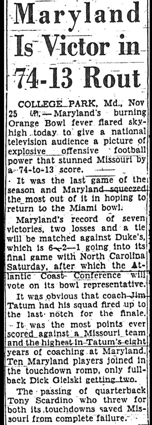 A clip from the New York Herald Tribune published Nov. 26, 1954. A clip from the New York Herald Tribune published Nov. 26, 1954.