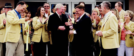 Byron Hill, president of ABC Labs spoke during the ceremony and helped cut the ceremonial ribbon. Byron Hill, president of ABC Labs spoke during the ceremony and helped cut the ceremonial ribbon.