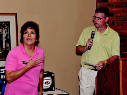 Peggy Kirkpatrick, director of the Food Bank and John Anderson Peggy Kirkpatrick, director of the Food Bank and John Anderson
