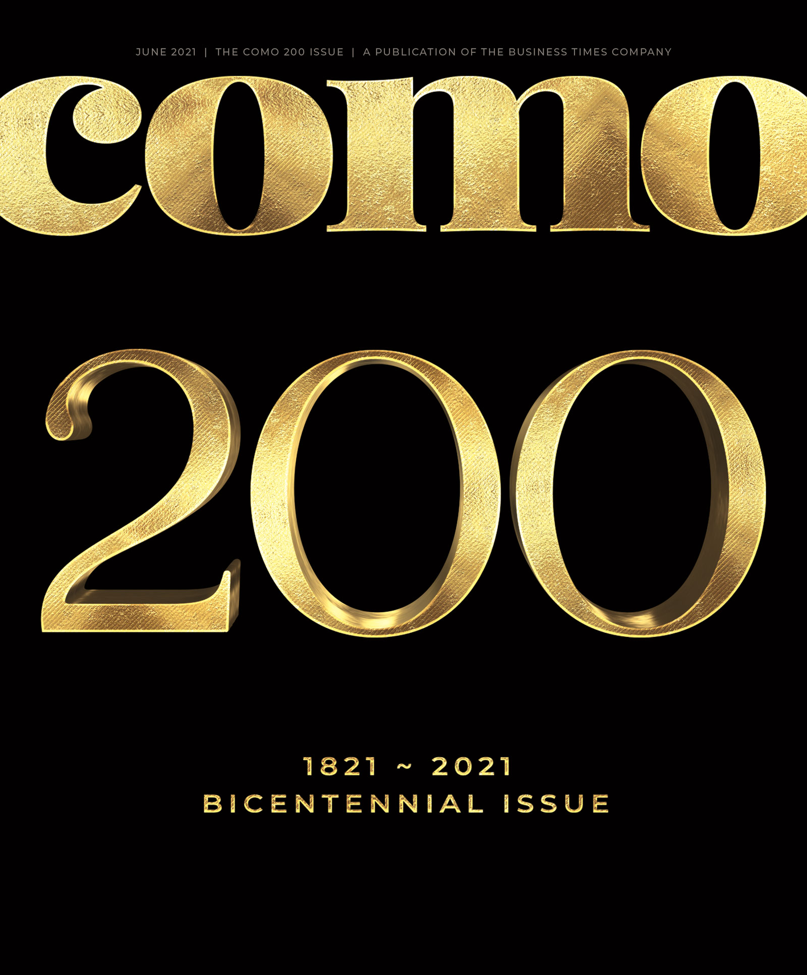 magazine graphic cover with gold text over a black background