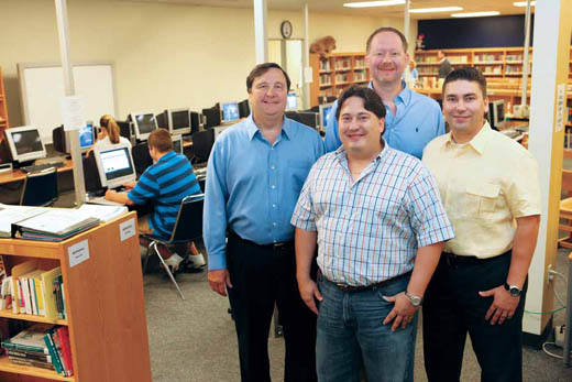 From left, BlueBird owners Otto Maly, Tatum Martin, Greg Johnston and Chris Martin at Columbia Independent School.