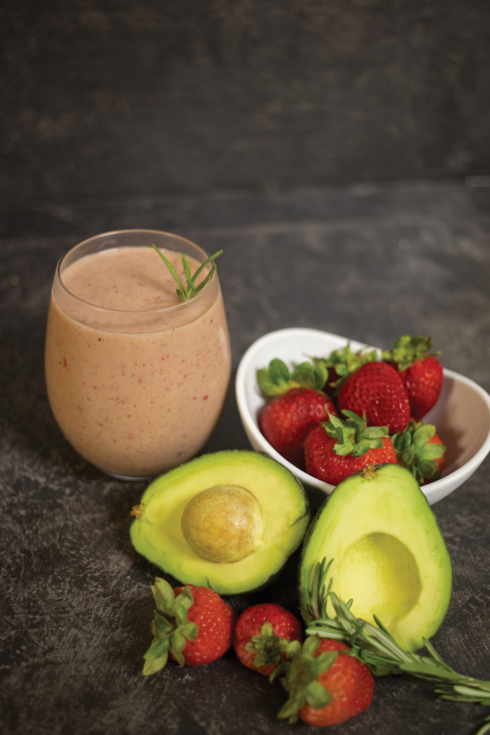 Strawberry, Avocado, and Rosemary Smoothie