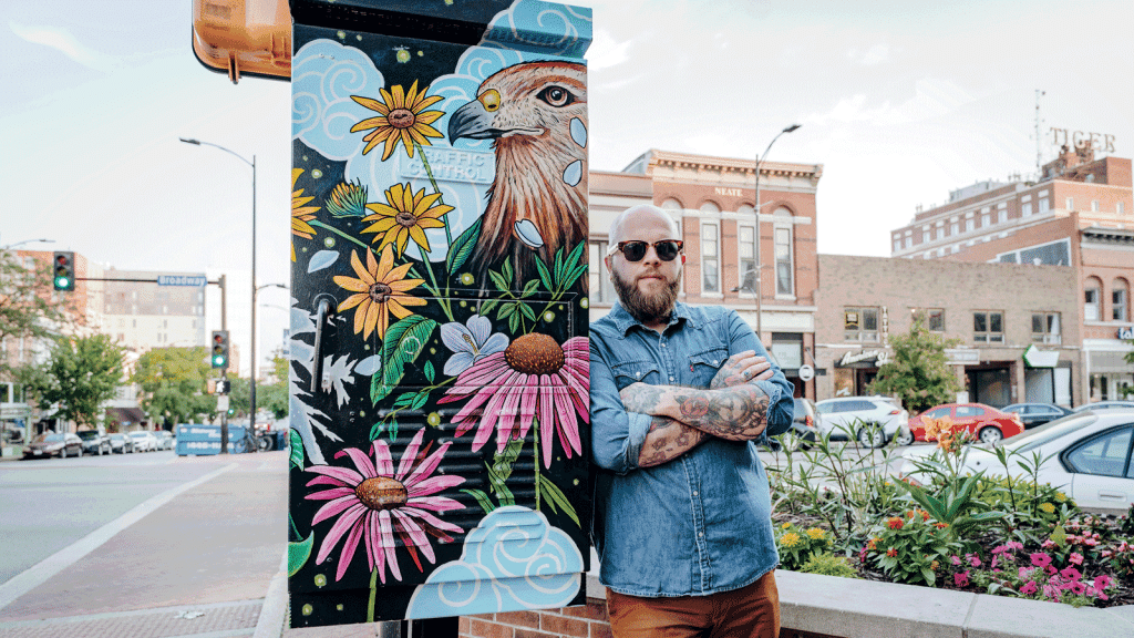 Cody Finley’s artful representation at the corner of Ninth and Broadway pays homage to colorful native plants.