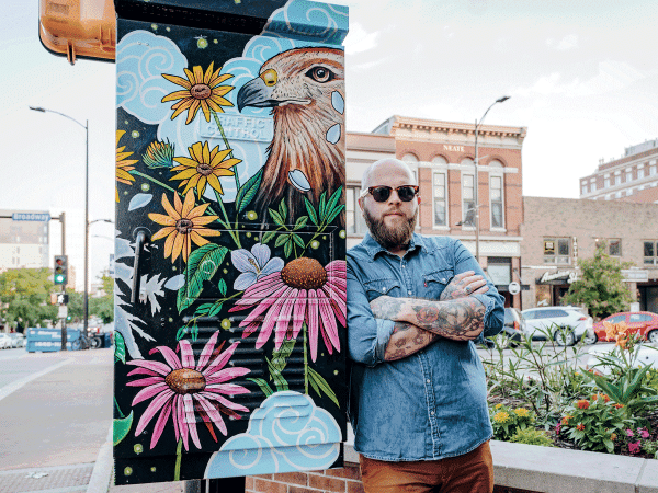 Cody Finley’s artful representation at the corner of Ninth and Broadway pays homage to colorful native plants.