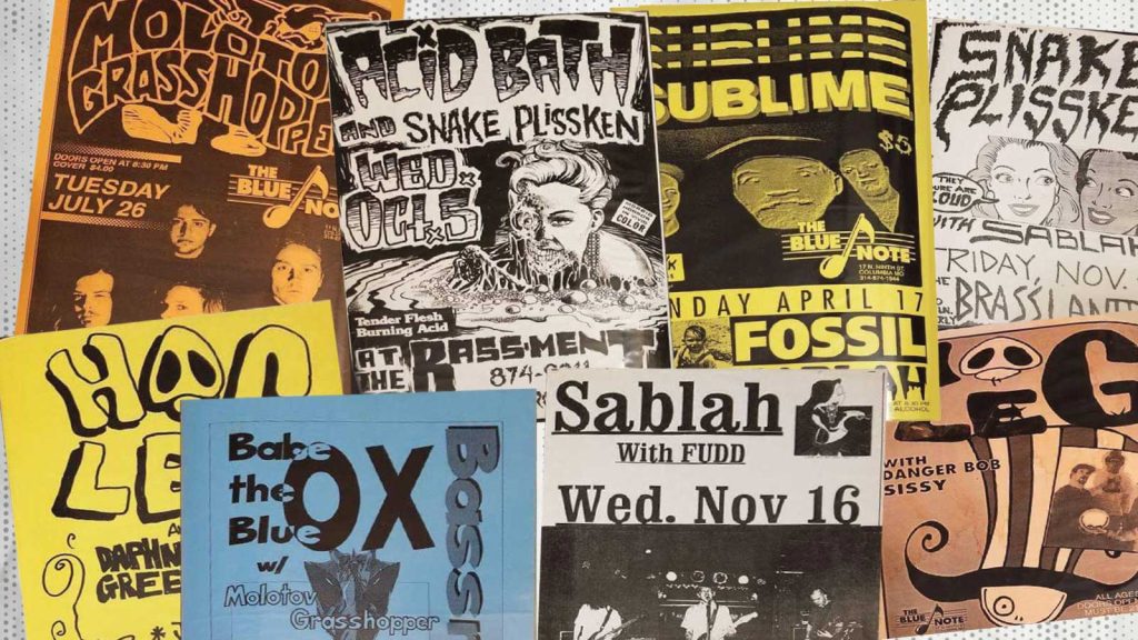 colorful designs and various band names like Fudd