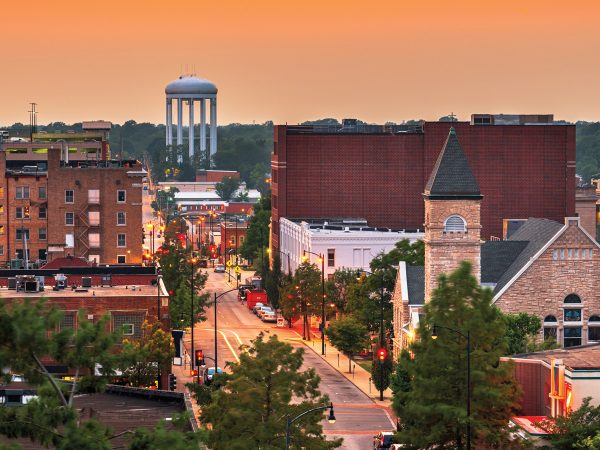 Featured Columbia Skyline With A Glowing Orange Horizon