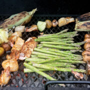 Featured Vegetables And Seafood On A Grill