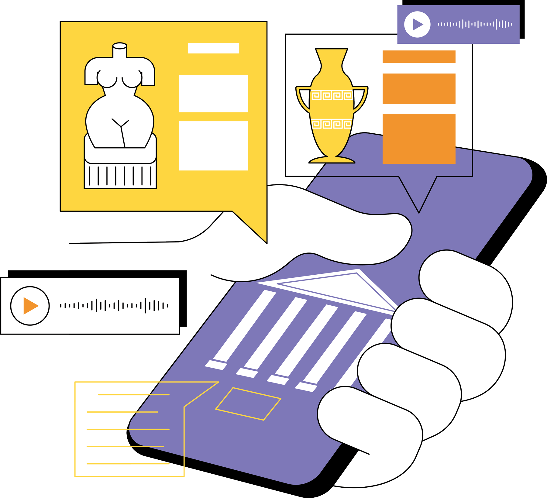Illustration Depicting Phone Directing Where Art Is