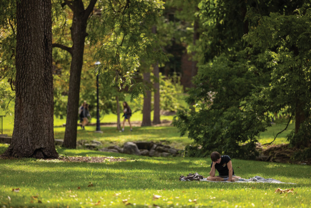 Mizzou Student Under Tree Shade Peace Park Lankitus