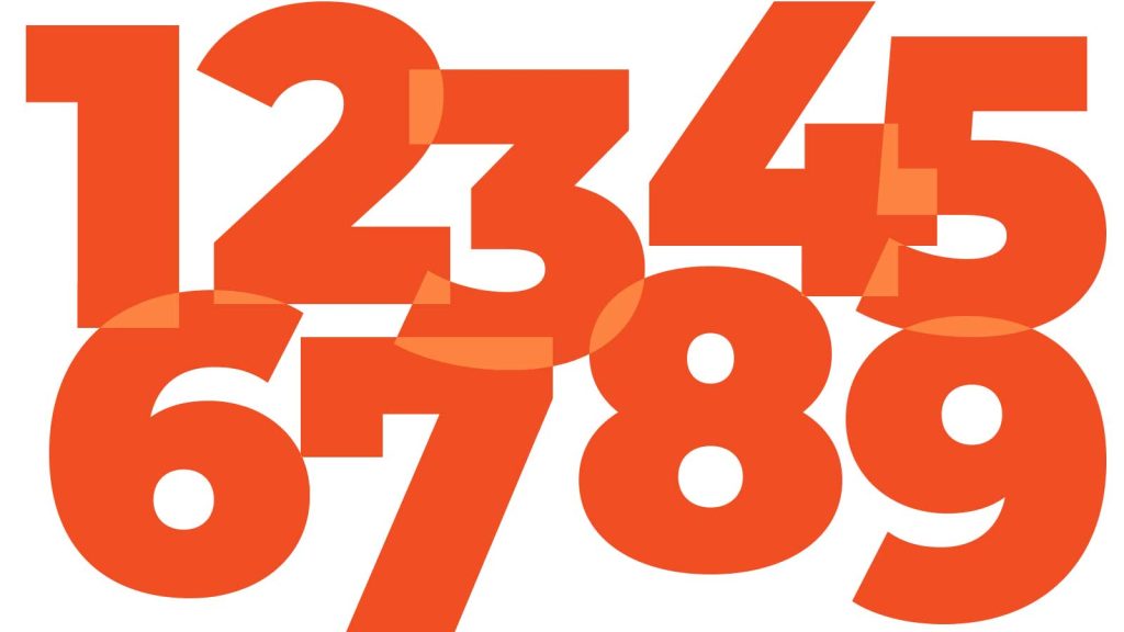 overlapping orange numbers from 1 to 9 fill the image
