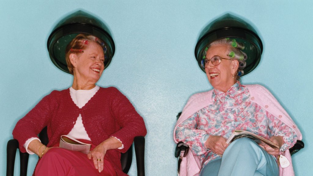 Featured Elderly Woman Gossiping At Hair Salon