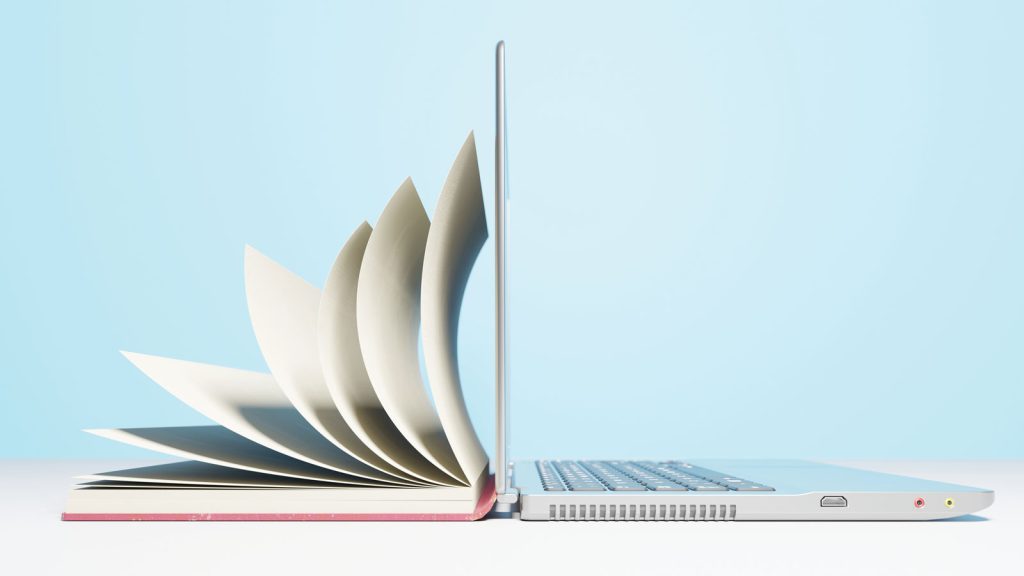 Featured Physical Paper Book Turning Into Digital Computer Files