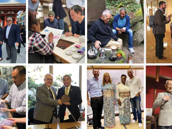 trying on traditional clothing
