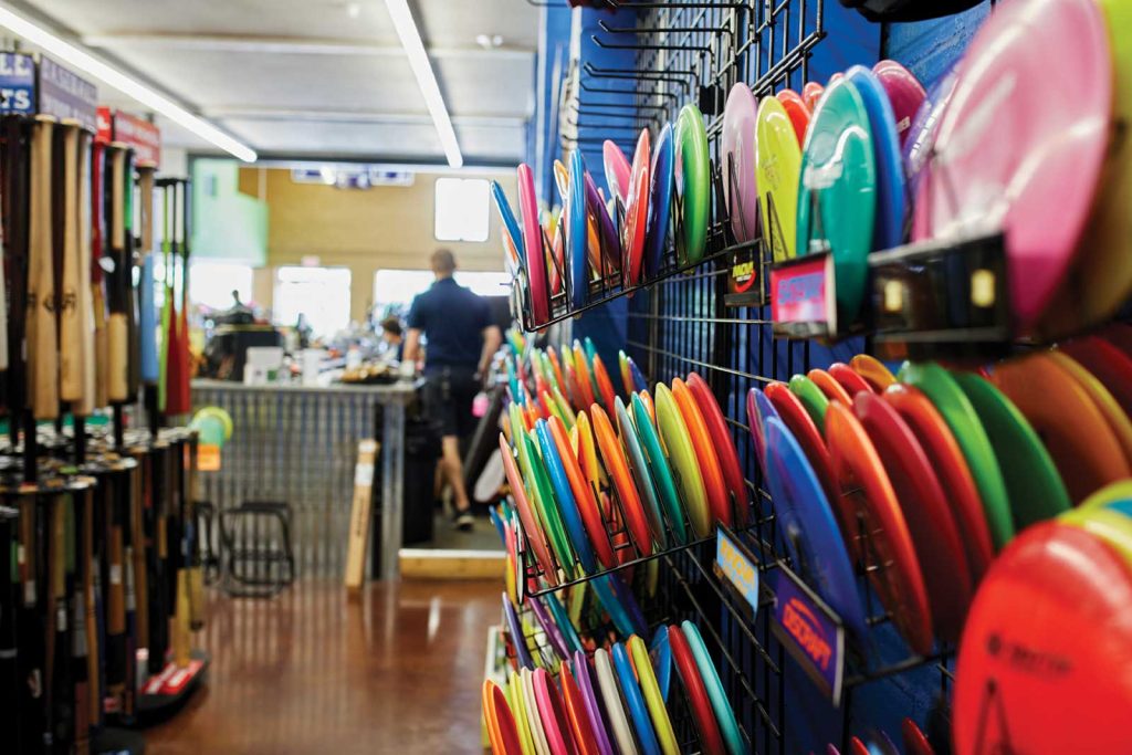 with various paddles on the left. In the background