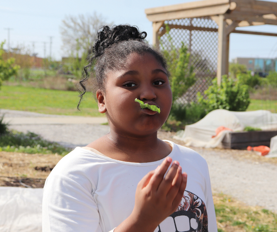 Young Girl Eating Greens Ccua