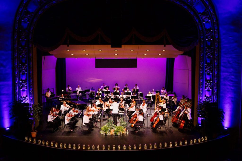 The Missouri Symphony performs at the historic Missouri Theatre.