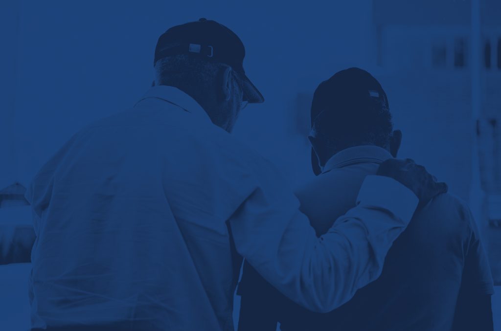 Help, back and men for support, conversation and comfort in retirement for depression. Anxiety, kindness and friends or people with a discussion, talking or a problem together with empathy and sad
