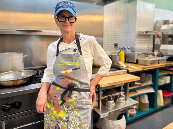 Chef Liz Huff poses inside her kitchen at Catalpa restaurant in Arrow Rock, Missouri.