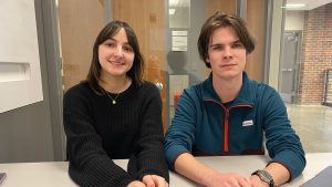Ukrainian students from the University of Missouri, Alina Rohulia and Vlad Sazhen