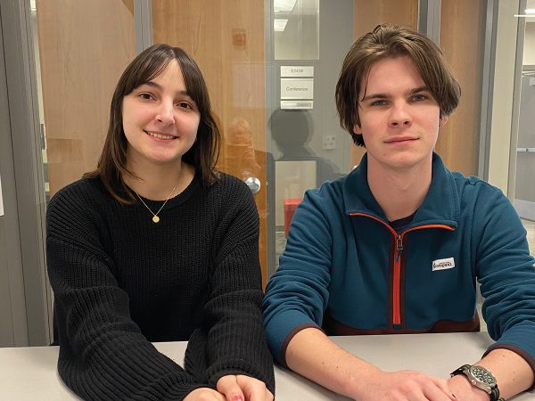 Ukrainian students from the University of Missouri, Alina Rohulia and Vlad Sazhen